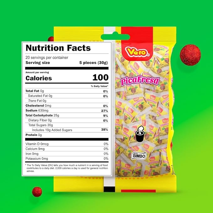 Vero PicaFresa Strawberry Gummies with Chili Mexican Candy 100 Count