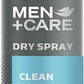 Dove Men+Care Dry Spray Antiperspirant Clean Comfort 3.8oz (2 Pack)