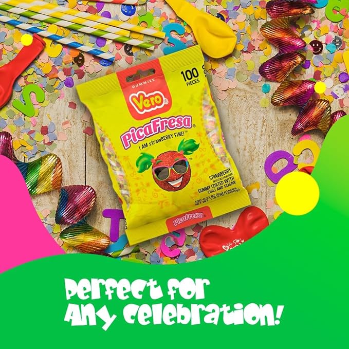Vero PicaFresa Strawberry Gummies with Chili Mexican Candy 100 Count