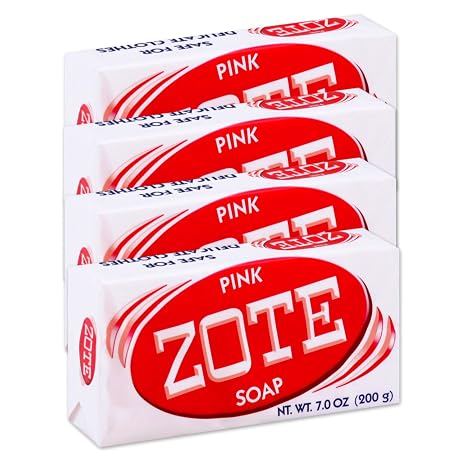 Zote Laundry Soap Bar Pink 4 Bars 7oz Each