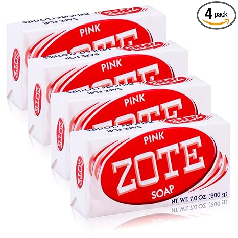 Zote Laundry Soap Bar Pink 4 Bars 7oz Each
