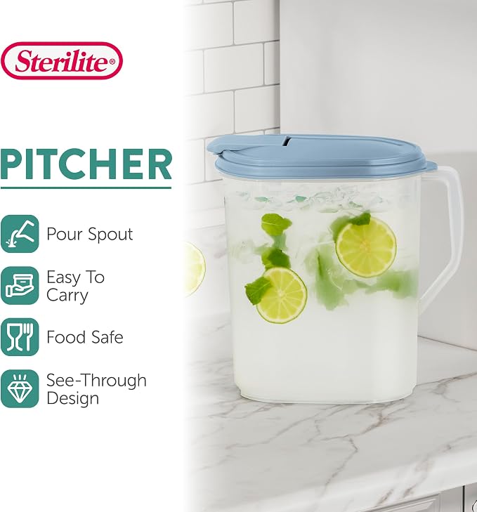 Sterilite Hinged Pitcher with Handle 1 Gallon (6-Pack)