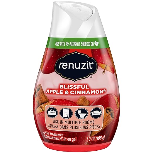 Renuzit Blissful Apple & Cinnamon Adjustable Gel Air Freshener 7oz Cone (Pack of 12)